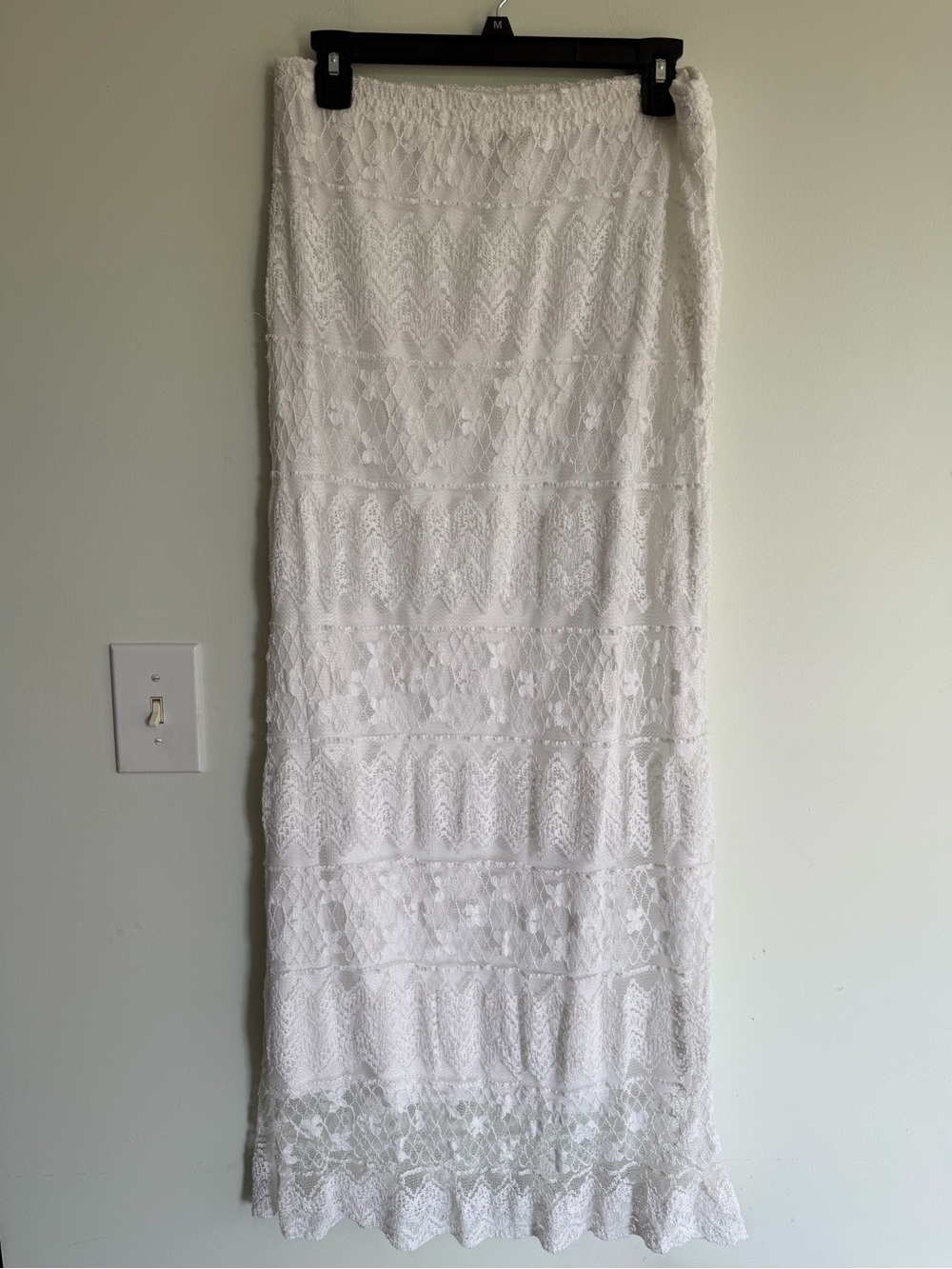 Studio West Apparel White Lace Maxi Skirt - Women's Elegant Crochet Design